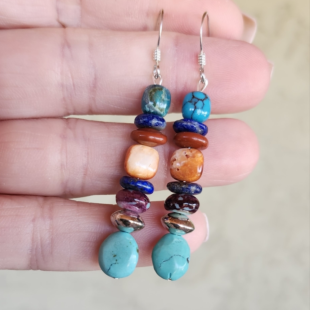 Sterling Silver Artisan Made Gemstone Earrings - image 7